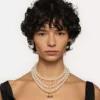 Drie rijen parel drop choker