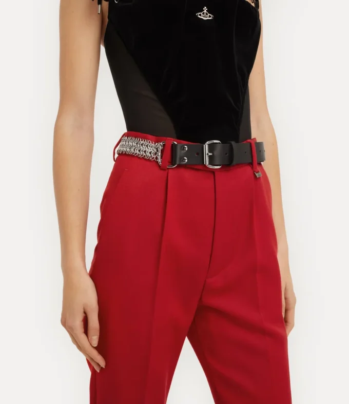 Leren riem met ketting